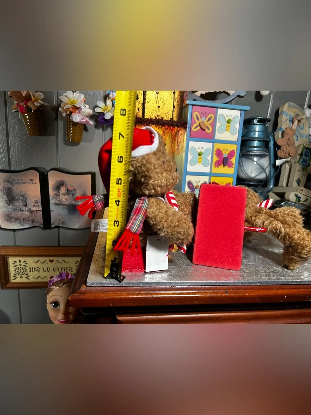 Vintage 1997 Plush Teddy Bear Christmas Stocking Hangers (set of 2)